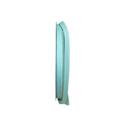 RELIANT RIBBON 0.375 in. 50 Yards Grosgrain Saddle Stitch Ribbon, Aqua 25133-077-15K